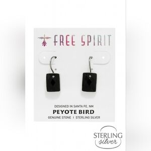 NWT Peyote Bird Free Spirit Black Gemstone Earrings Genuine Stone Sterling
